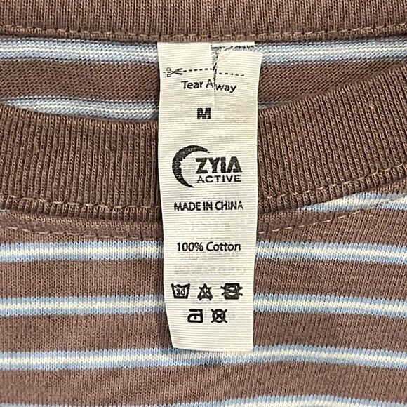 Zyia Dust Striped Cropped Crewneck Sweatshirt Medium - Picture 4 of 5